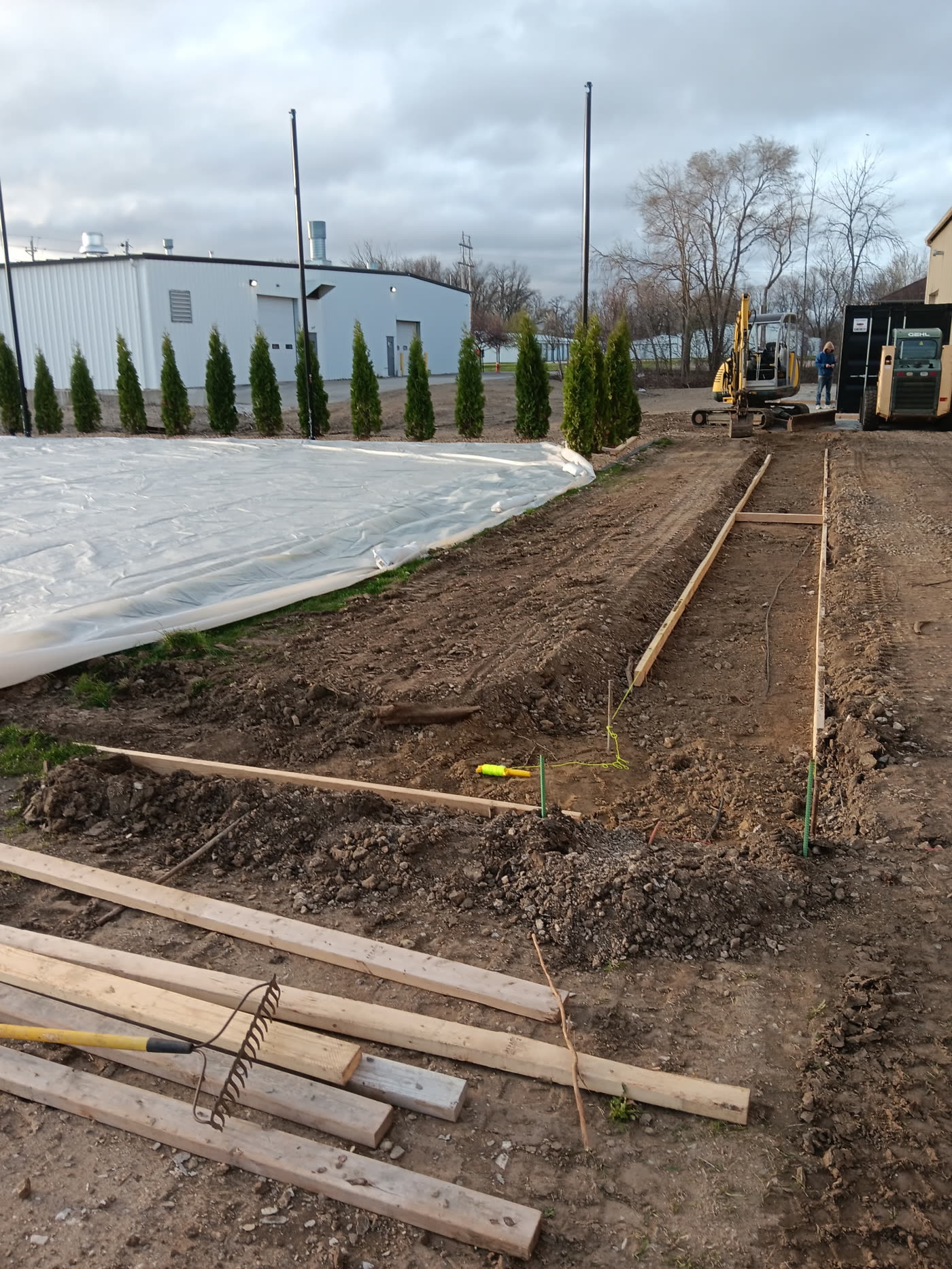 Early earthwork on the grass court site