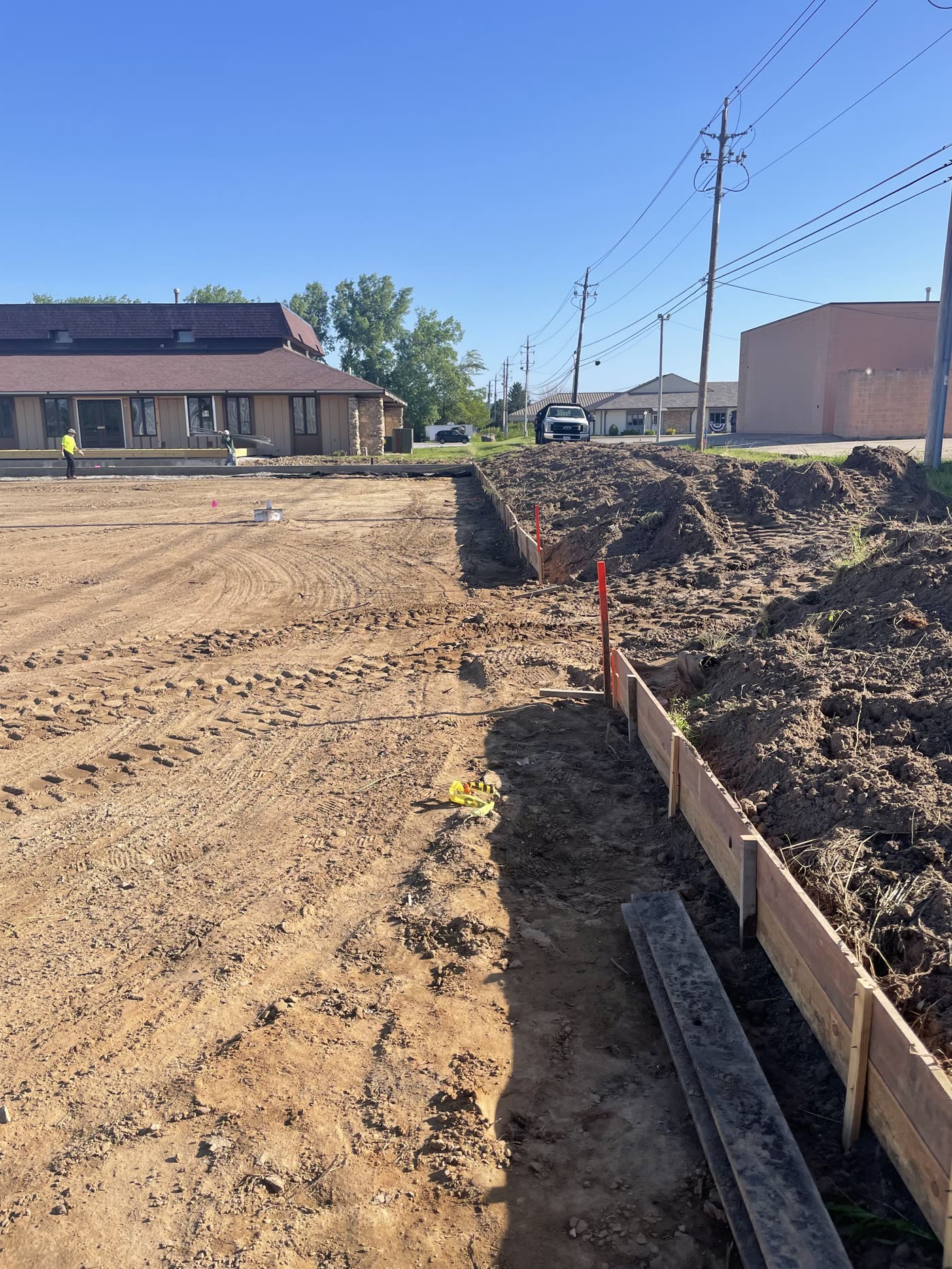 Trenching along the court edge