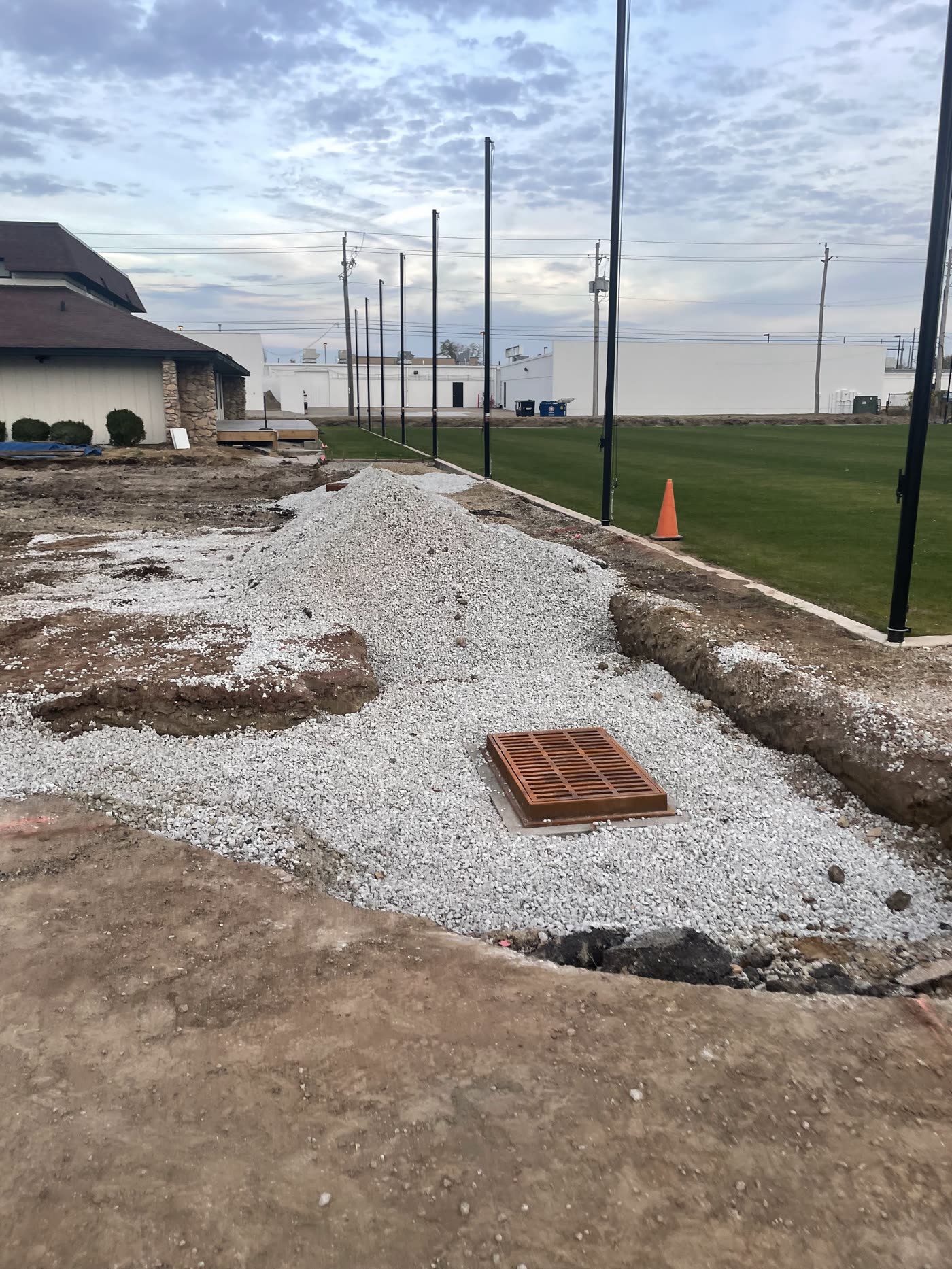 Perimeter path and drainage grate